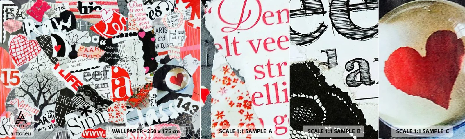 Échantillon de Papier Peint Autocollant Deluxe Sticker - Collage hipster - Graffiti, Mural, Ancien - 100x30 cm