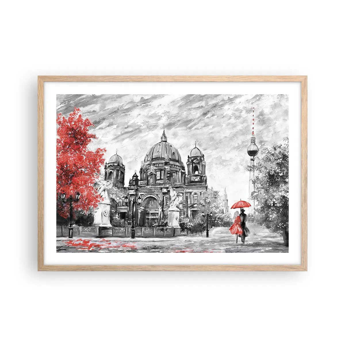 Affiche dans un chêne clair - Poster - Rencontre berlinoise - 70x50 cm