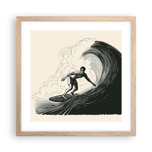 Affiche dans un chêne clair - Poster - Le roi de la vague - 40x40 cm