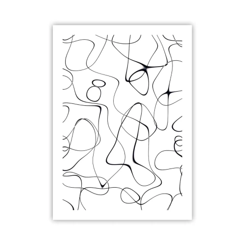 Affiche - Poster - Lignes noires abstraites sur fond blanc - 50x70cm - Le chemin de la vie, les voies du hasard - Décoration murale moderne pour le salon et la chambre ARTTOR