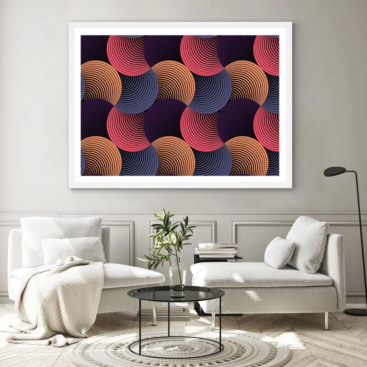 Affiche dans un cadre blanc - Poster - Dans un rythme circulaire - 91x61 cm