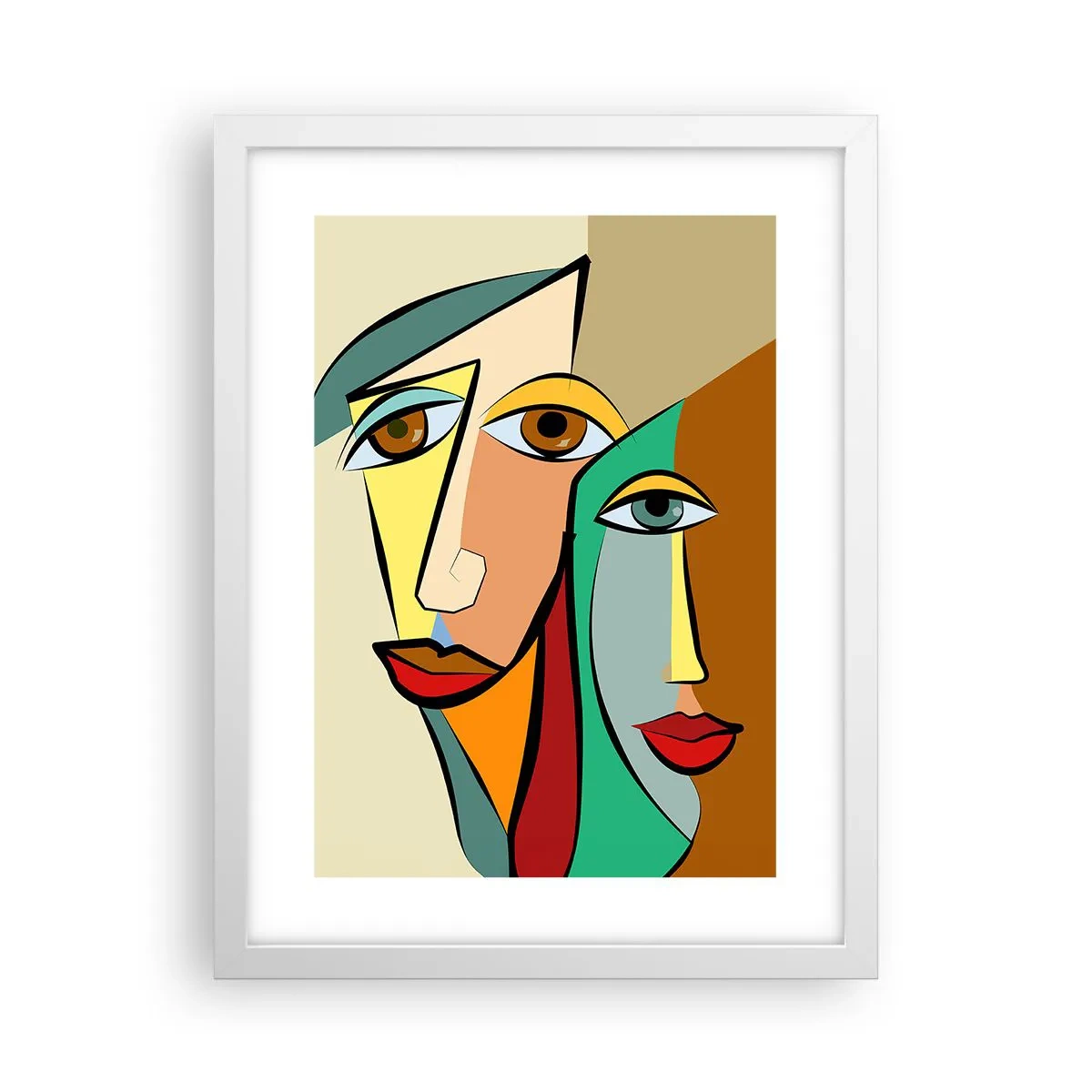 Affiche dans un cadre blanc - Poster - Couple cubiste - 30x40 cm