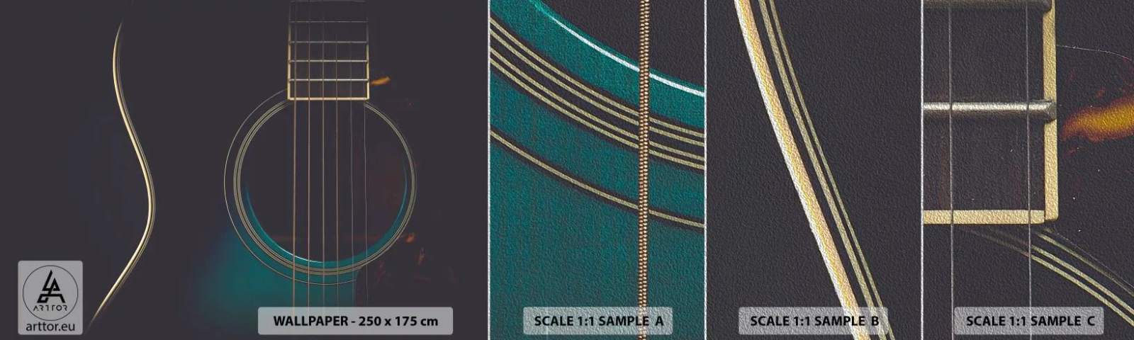 Échantillon de Papier Peint Premium Sand - Le calme avant la tempête - Guitare, Musique, Cordes - 100x30 cm