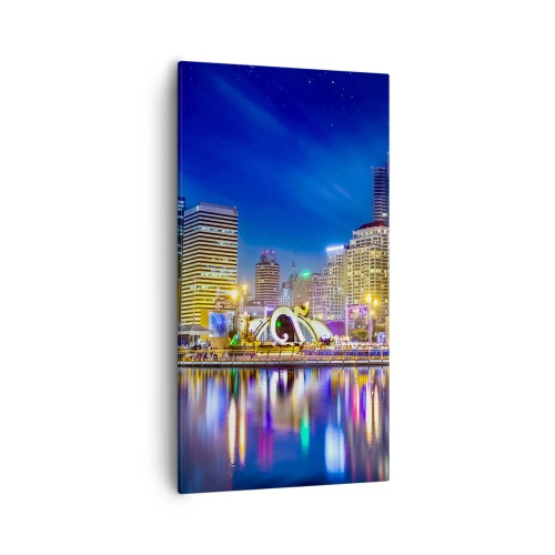 Impression sur toile - Image sur toile - Nuit arc-en-ciel de la métropole - 55x100 cm