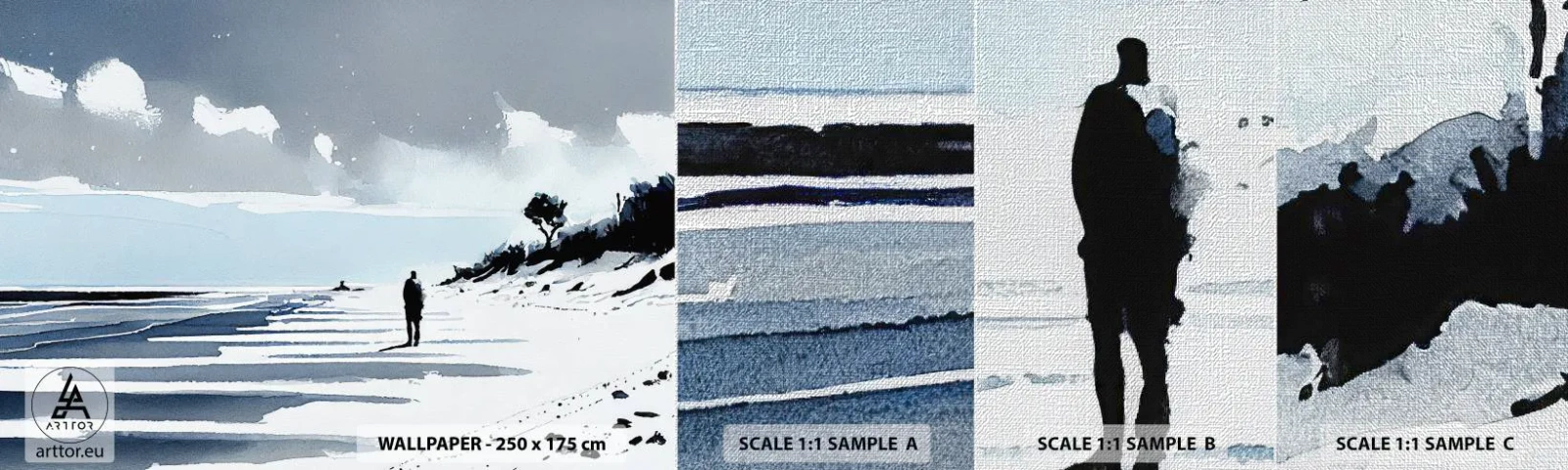 Échantillon de Papier Peint Premium Canvas - Seul à seul - Paysage, Plage, Morceau - 100x30 cm