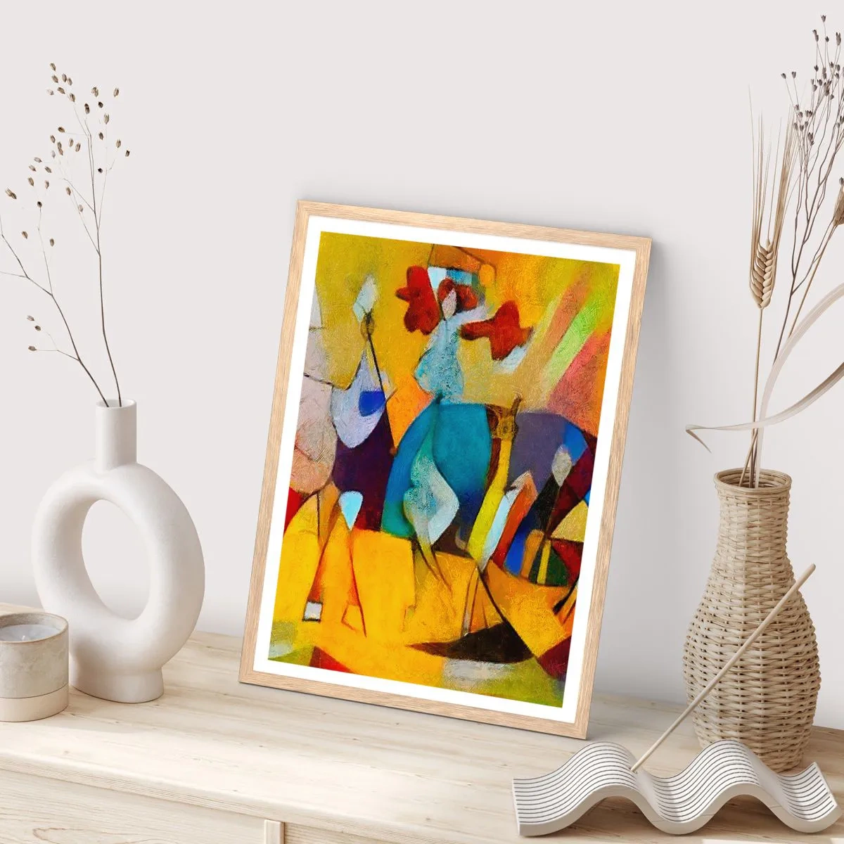 Affiche dans un chêne clair - Poster - Soleil - vie - joie - 50x70 cm