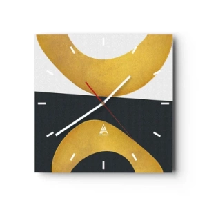 Horloge murale - Pendule murale - Formes géométriques en or sur fond blanc et foncé - 30x30cm - Avant tout : l’or - Décoration murale moderne pour le salon et la chambre ARTTOR
