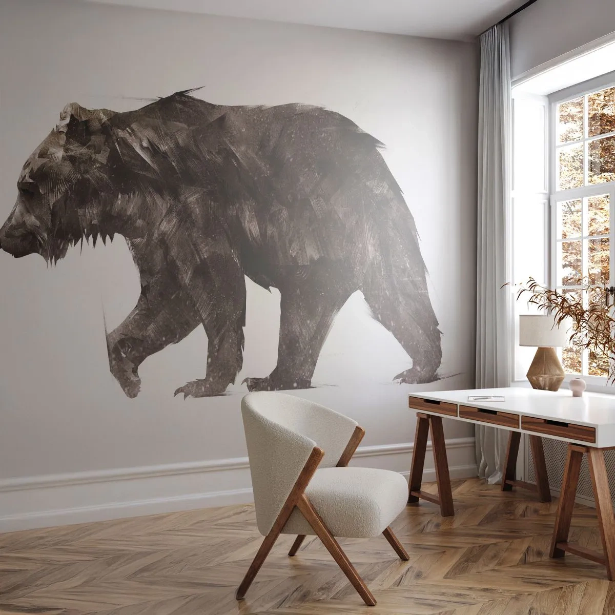 Papier Peint Photo Standard Eco - Je porte toujours de la vraie fourrure ! - Animaux, Ours, Abstraction - 400x280 cm