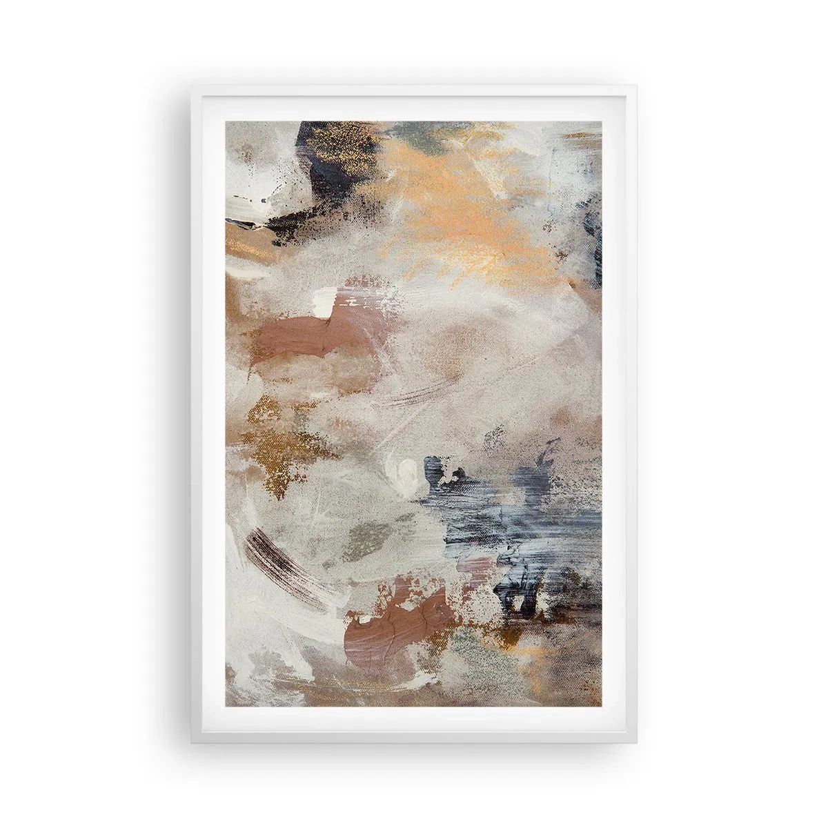 Affiche dans un cadre blanc - Poster - Abstraction brumeuse - 61x91 cm