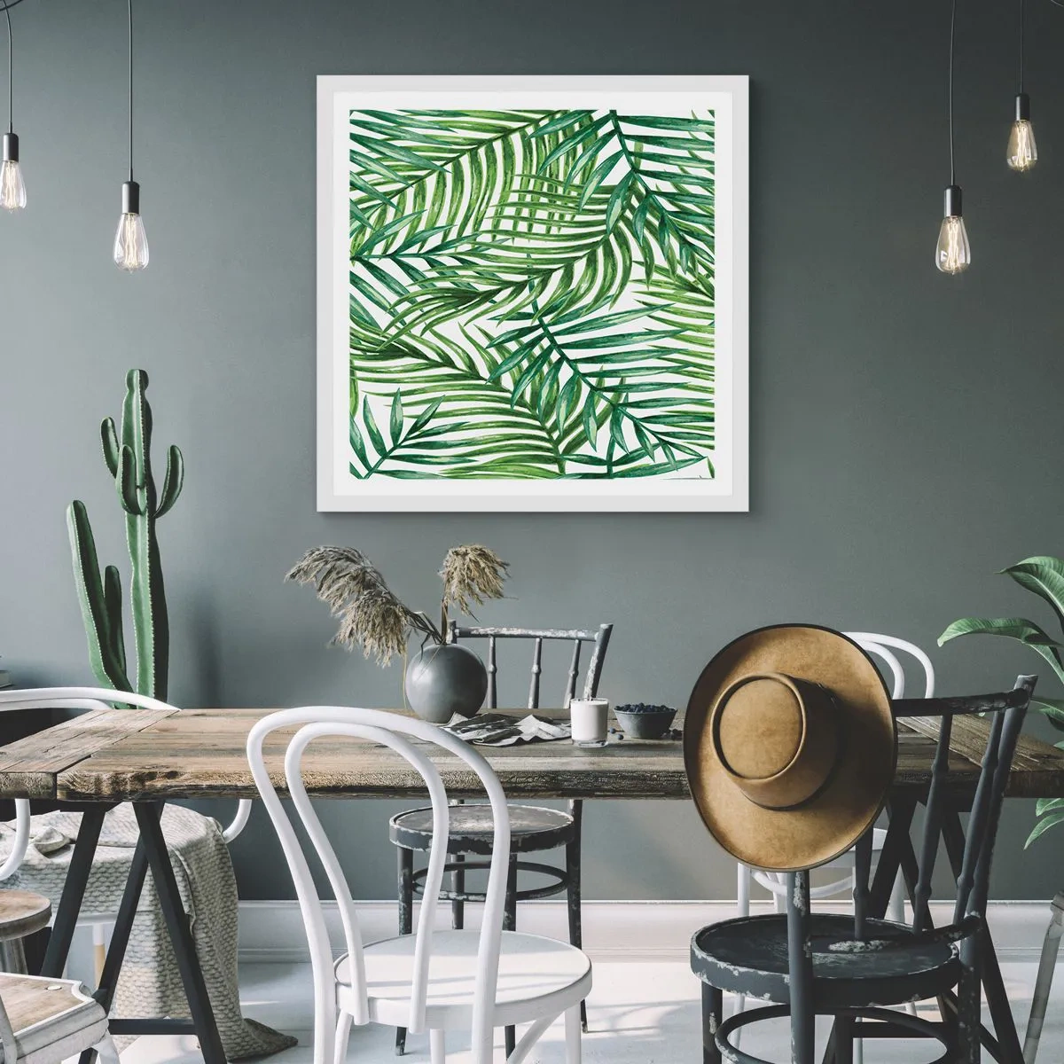 Affiche dans un cadre blanc - Poster - Sous la canopée verte - 50x50 cm