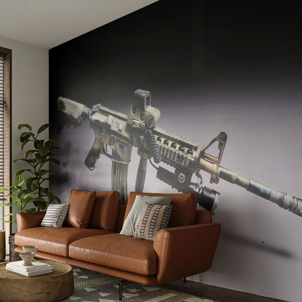 Papier Peint Photo Standard Eco - Toujours menaçant - Militaire, Fusil, Arme - 400x280 cm