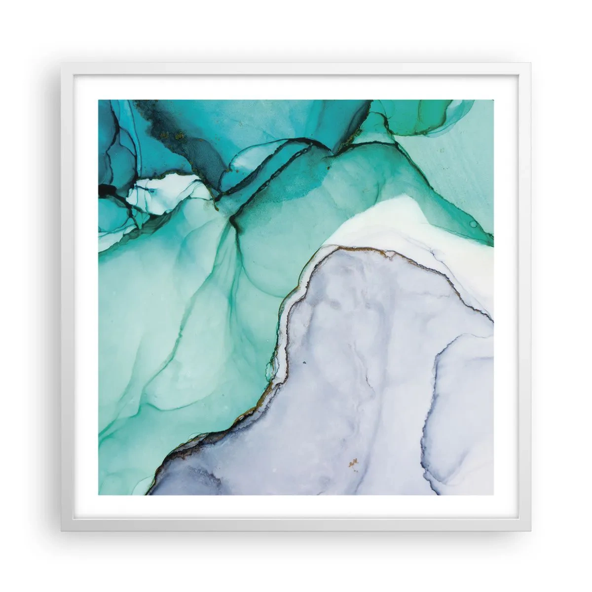 Affiche dans un cadre blanc - Poster - Étude de turquoise - 60x60 cm