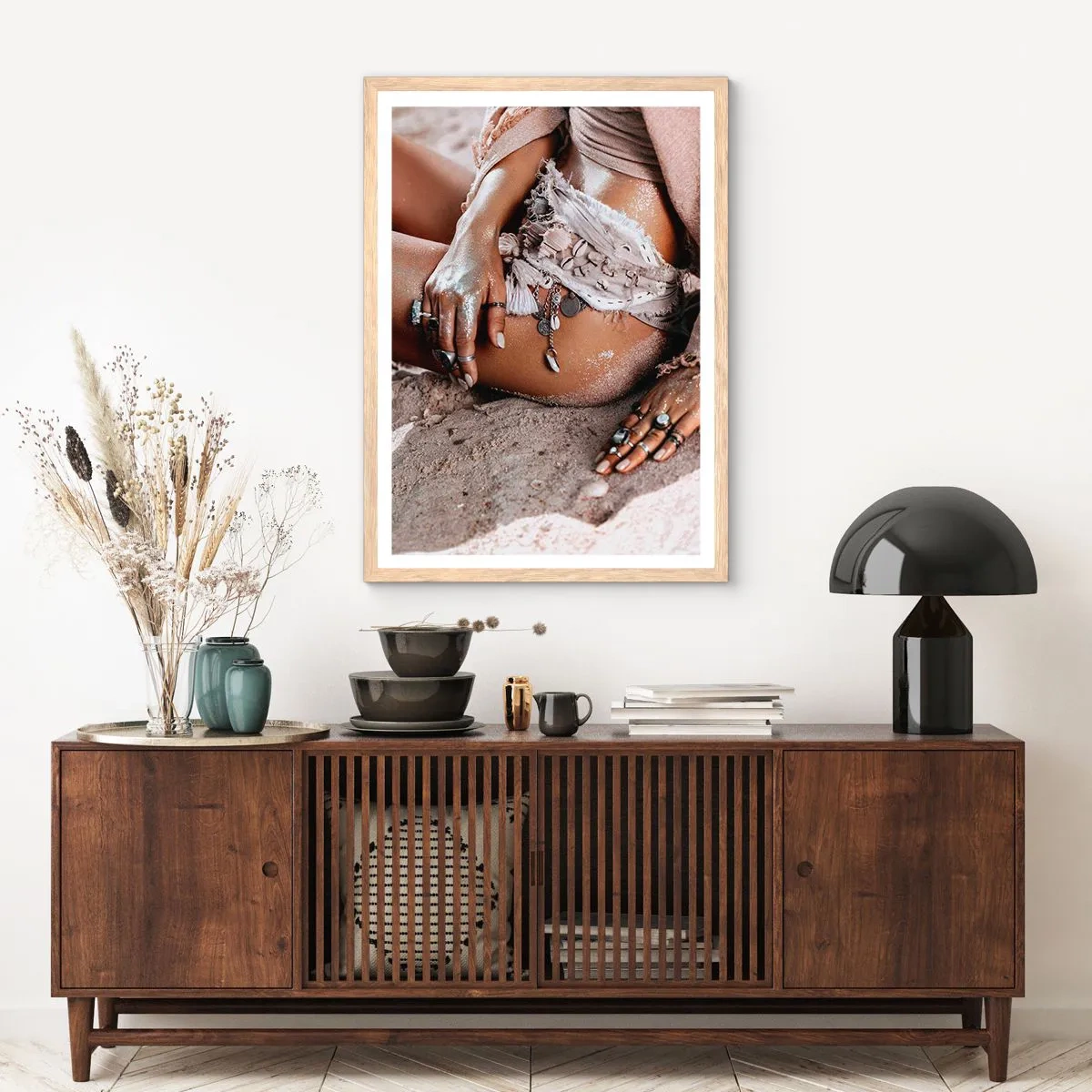 Affiche dans un chêne clair - Poster - Rejeté par la vague? - 70x100 cm