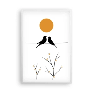 Affiche dans un cadre blanc - Poster - Soirée pour rossignols - 61x91 cm
