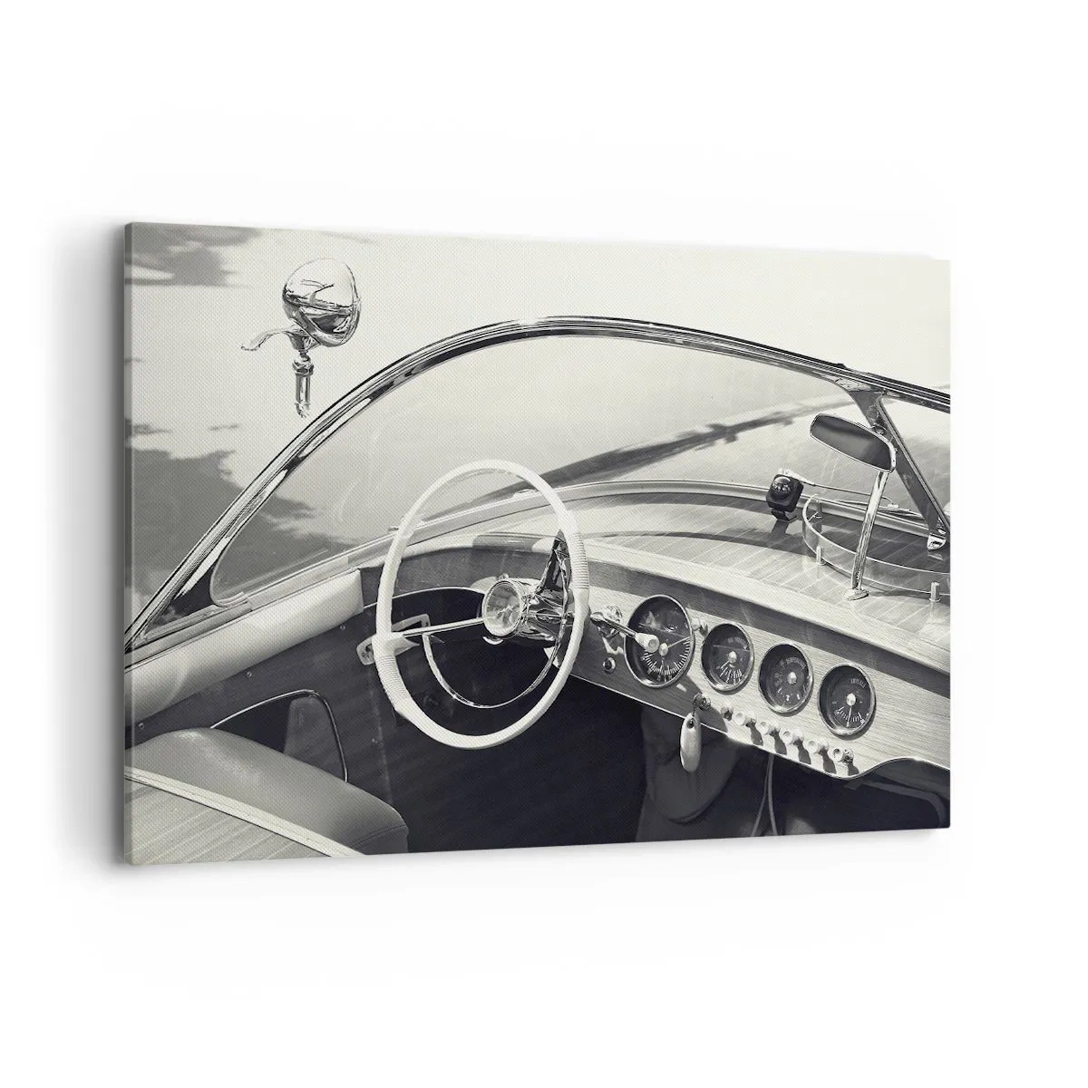 Impression sur toile - Image sur toile - Intérieur de voiture classique de style monochrome - 100x70cm - Temps pour riche - Décoration murale moderne pour le salon et la chambre ARTTOR