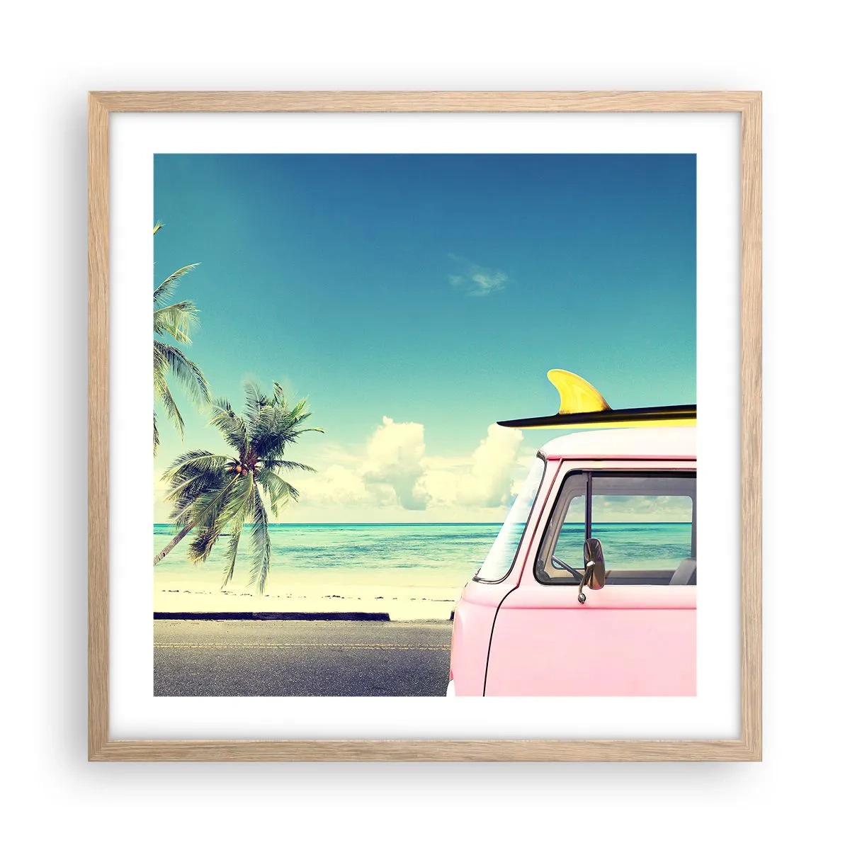 Affiche dans un chêne clair - Poster - Il est temps de commencer les vacances - 50x50 cm