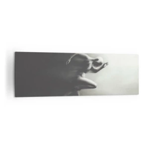 Impression sur toile - Image sur toile - Une silhouette noire et blanche d'une silhouette en train de courir dans un style dynamique et surréaliste. - 160x50cm - Inarrêtable - Décoration murale moderne pour le salon et la chambre ARTTOR