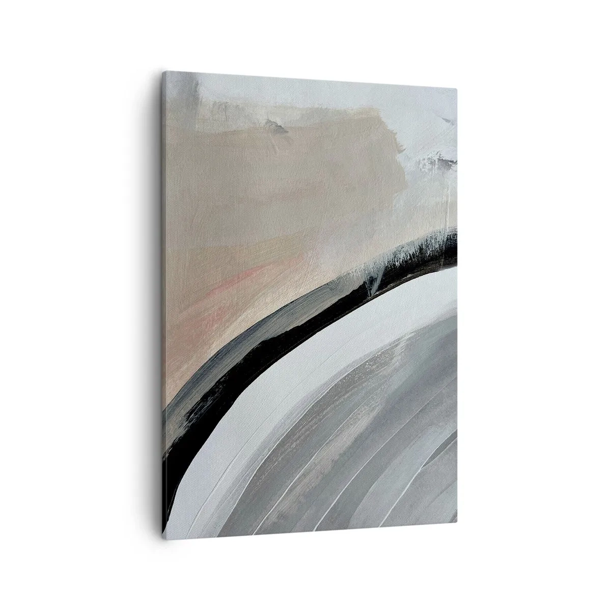 Impression sur toile - Image sur toile - Arche abstraite dans les tons de noir, gris et beige - 50x70cm - Composition : arc de noir et gris - Décoration murale moderne pour le salon et la chambre ARTTOR