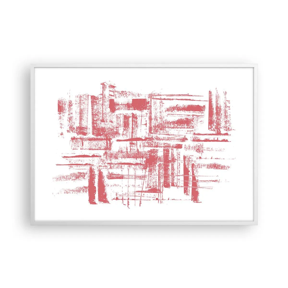 Affiche dans un cadre blanc - Poster - La ville rouge - 100x70 cm