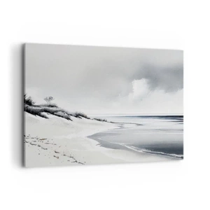 Impression sur toile - Image sur toile - Une plage aux tons sobres de gris et de bleu - 100x70cm - Ensemble depuis toujours - Décoration murale moderne pour le salon et la chambre ARTTOR