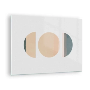 Impression sur verre - Image sur verre - Motifs géométriques minimalistes aux couleurs pastel - 70x50cm - Cercles après cercles - Décoration murale moderne pour le salon et la chambre ARTTOR