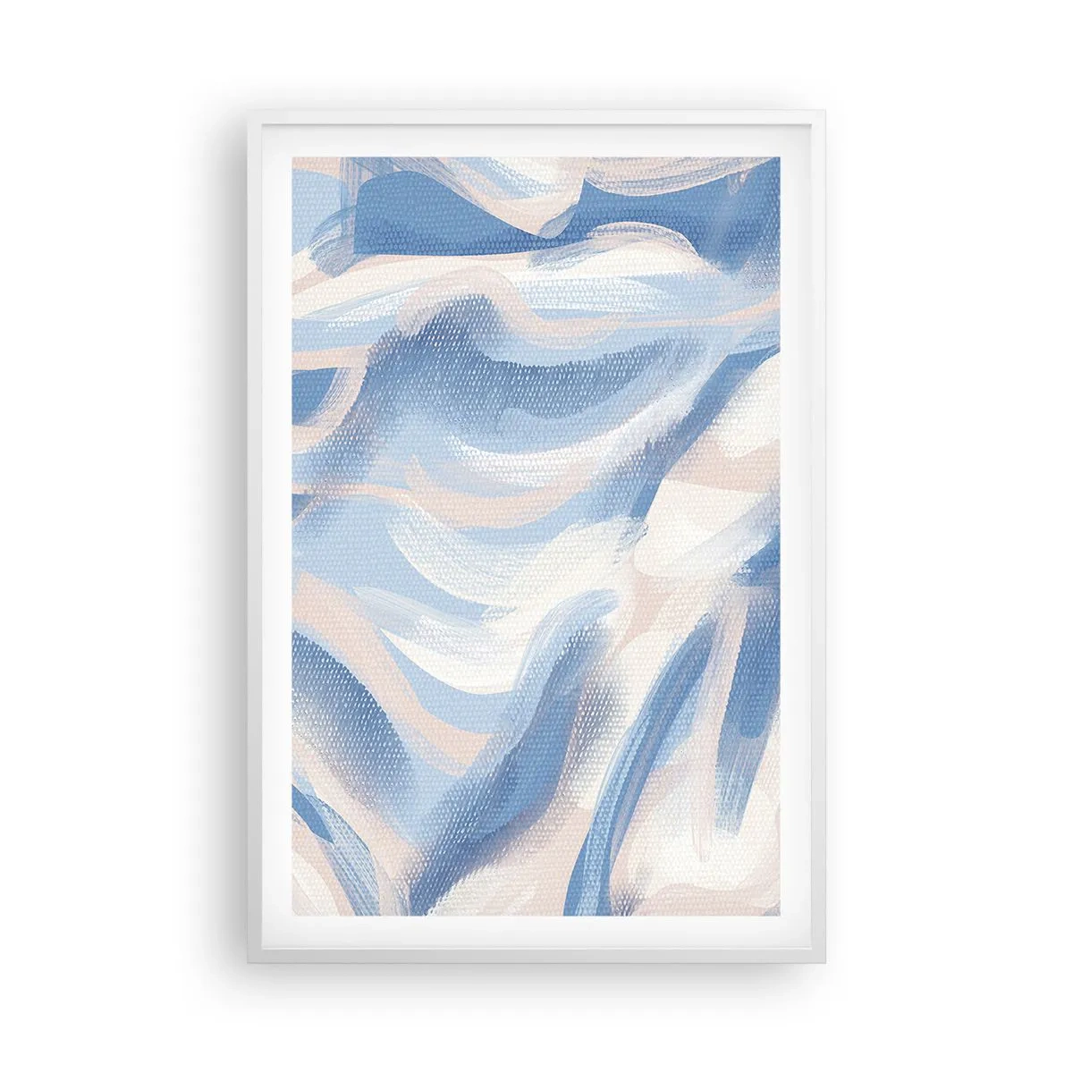 Affiche dans un cadre blanc - Poster - Vagues bleues - 61x91 cm