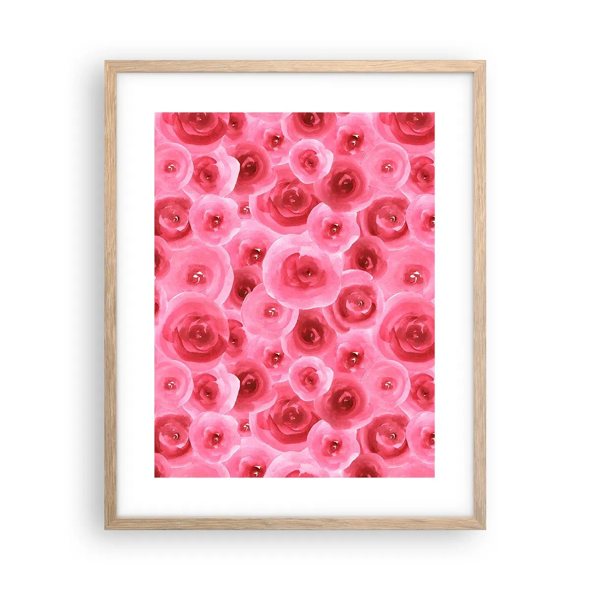 Affiche dans un chêne clair - Poster - Roses en-haut et en-bas - 40x50 cm