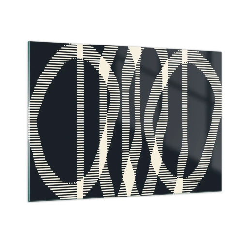 Impression sur verre - Image sur verre - Lignes géométriques dans les tons de noir et de beige - 100x70cm - Une tentative de briser l'obscurité - Décoration murale moderne pour le salon et la chambre ARTTOR
