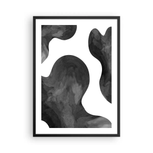 Affiche dans un cadre noir - Poster - Composition abstraite en noir et blanc avec des formes organiques - 50x70cm - La route du lait - Décoration murale moderne pour le salon et la chambre ARTTOR