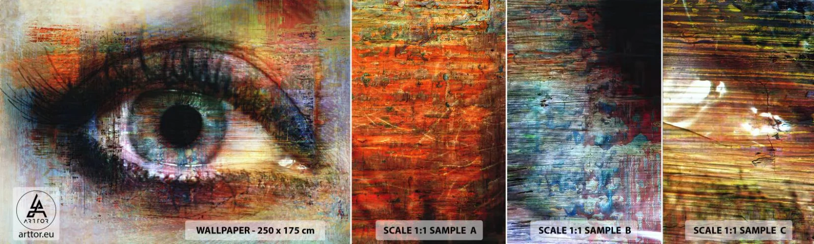 Échantillon de Papier Peint Autocollant Deluxe Sticker - Vous pouvez jeter un coup d'œil dans l'âme - Abstraction, Œil, Morceau - 100x30 cm