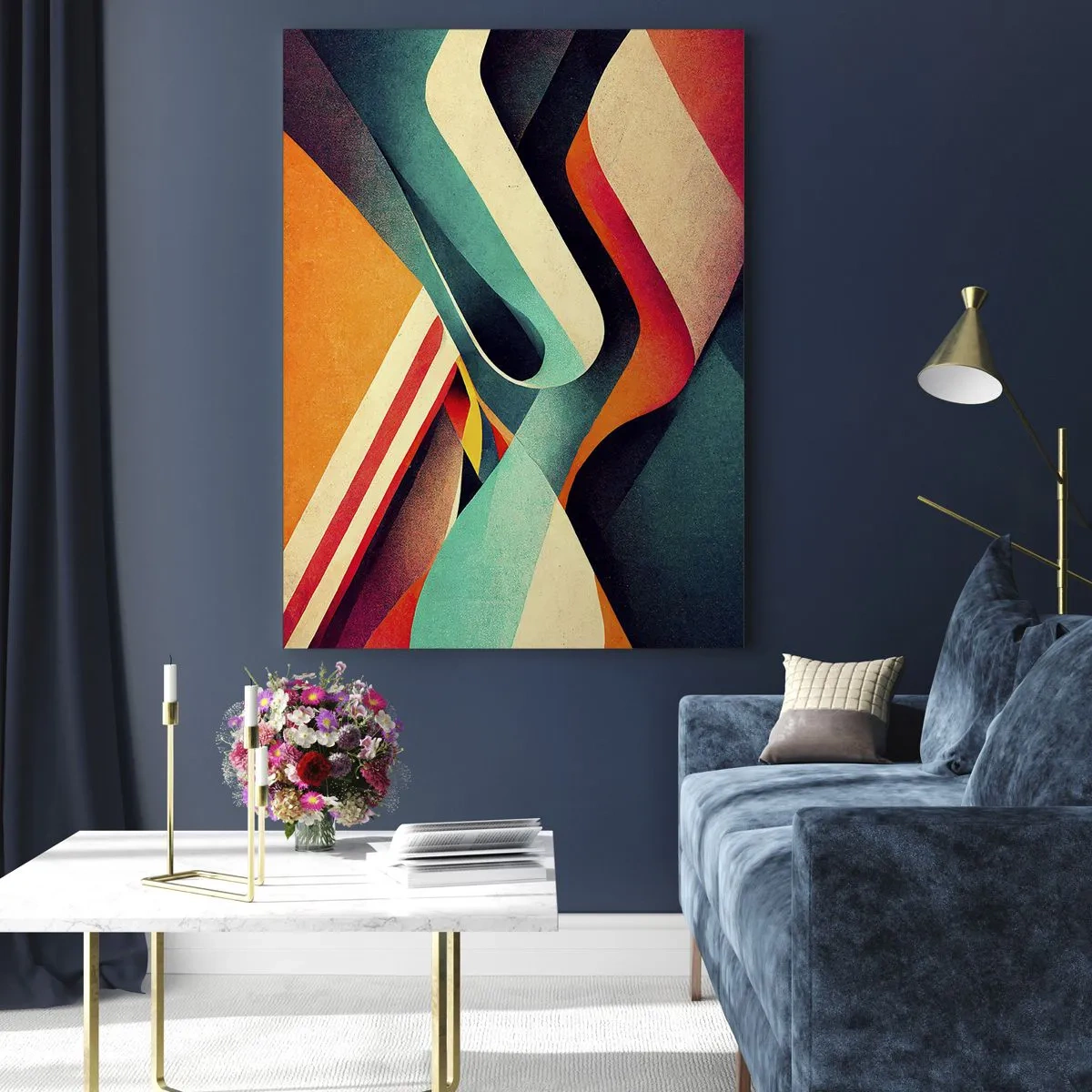Impression sur verre - Image sur verre - Vagues abstraites colorées dans une composition dynamique - 70x100cm - Composition intense - Décoration murale moderne pour le salon et la chambre ARTTOR