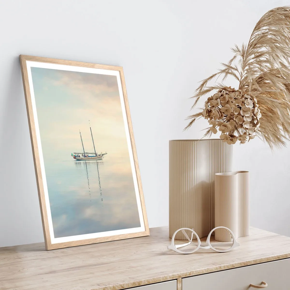 Affiche dans un chêne clair - Poster - Dans une mer de silence - 50x70 cm