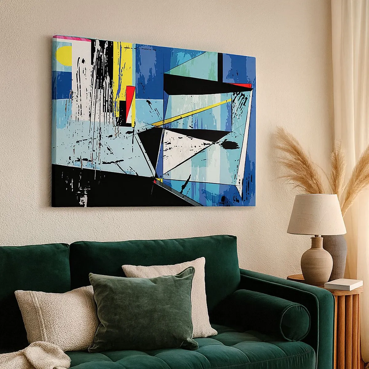 Impression sur toile - Image sur toile - Composition géométrique abstraite aux couleurs vives - 70x50cm - Regardez le monde sous un certain angle… - Décoration murale moderne pour le salon et la chambre ARTTOR