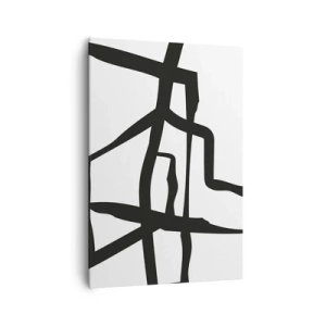 Impression sur toile - Image sur toile - Motif minimaliste noir et blanc avec des lignes géométriques - 70x100cm - Conception noir et blanc - Décoration murale moderne pour le salon et la chambre ARTTOR
