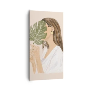 Impression sur toile - Image sur toile - Portrait mystérieux avec un éventail - 65x120 cm