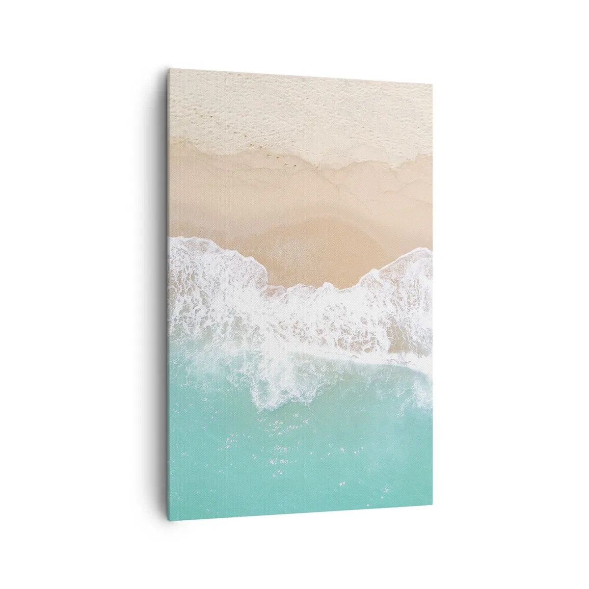 Impression sur toile - Image sur toile - Vue plongeante sur une plage aux eaux turquoise et aux vagues douces - 80x120cm - Caresse de l'océan - Décoration murale moderne pour le salon et la chambre ARTTOR