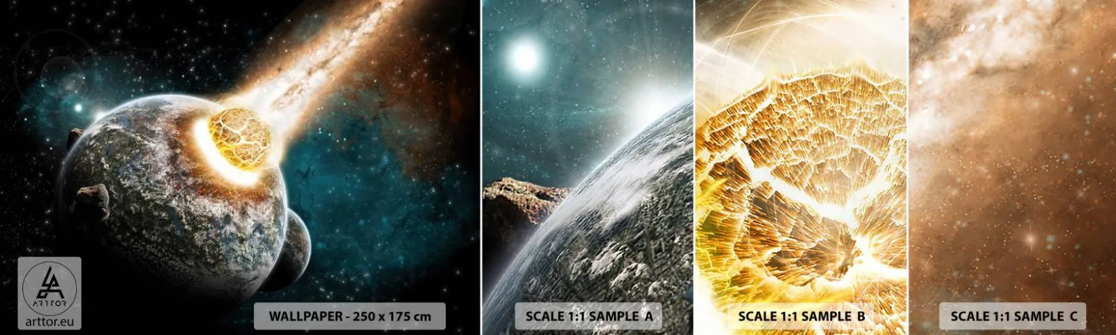 Échantillon De Papier Peint Standard Eco - Destruction ou naissance? - Abstraction, Cosmos, Comète - 100x30 cm