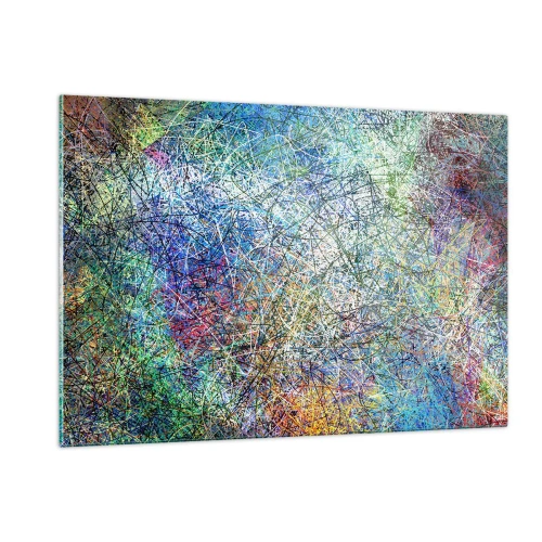 Impression sur verre - Image sur verre - Abstraction colorée avec des lignes dynamiques - 120x80cm - Ce n'est pas si simple - Décoration murale moderne pour le salon et la chambre ARTTOR