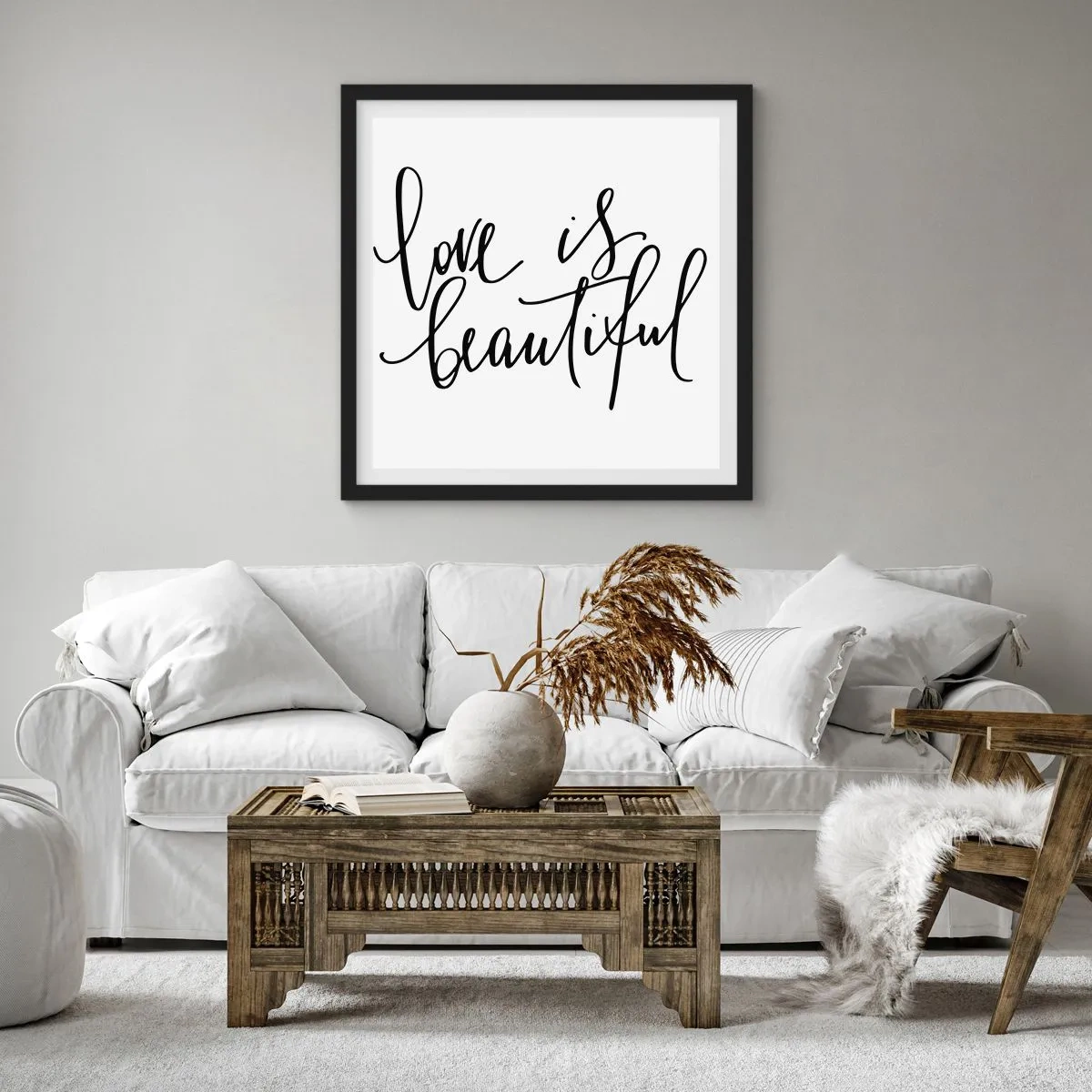 Affiche dans un cadre noir - Poster - Lire et répéter - 50x50 cm