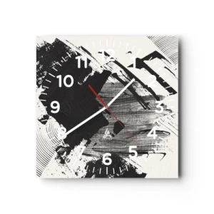 Horloge murale - Pendule murale - Abstraction – expression du noir - 30x30 cm