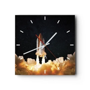Horloge murale - Pendule murale - Une fusée spatiale décollant dans le ciel étoilé - 30x30cm - Ad astra! - Décoration murale moderne pour le salon et la chambre ARTTOR