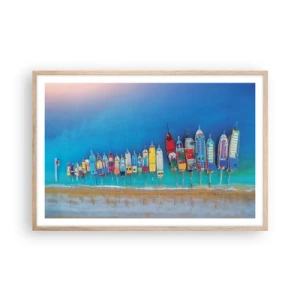 Affiche dans un chêne clair - Poster - Une vue à vol d'oiseau - 91x61 cm