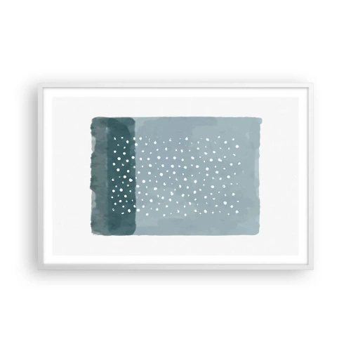 Affiche dans un cadre blanc - Poster - Évolution de bleus - 91x61 cm