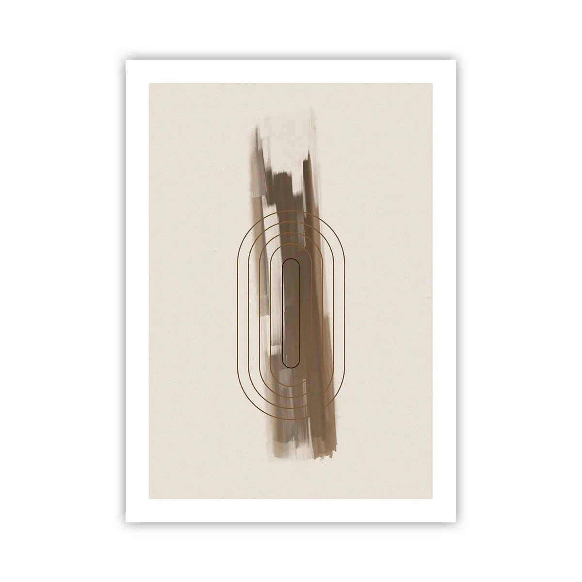 Affiche - Poster - Forme géométrique dans les tons marron et beige - 50x70cm - Parfum de gris - Décoration murale moderne pour le salon et la chambre ARTTOR