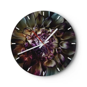 Horloge murale - Pendule murale - Gros plan de pétales de fleurs dans des tons sombres - 30x30cm - L'apogée de la jeunesse - Décoration murale moderne pour le salon, la cuisine et la chambre ARTTOR