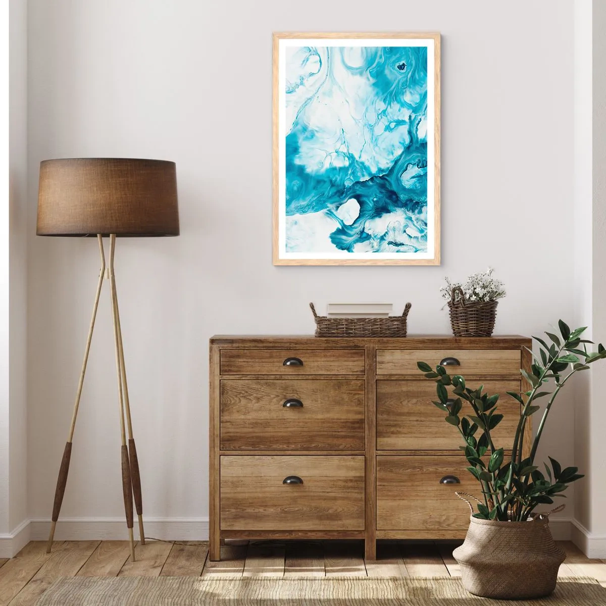 Affiche dans un chêne clair - Poster - Concert de bleu - 61x91 cm