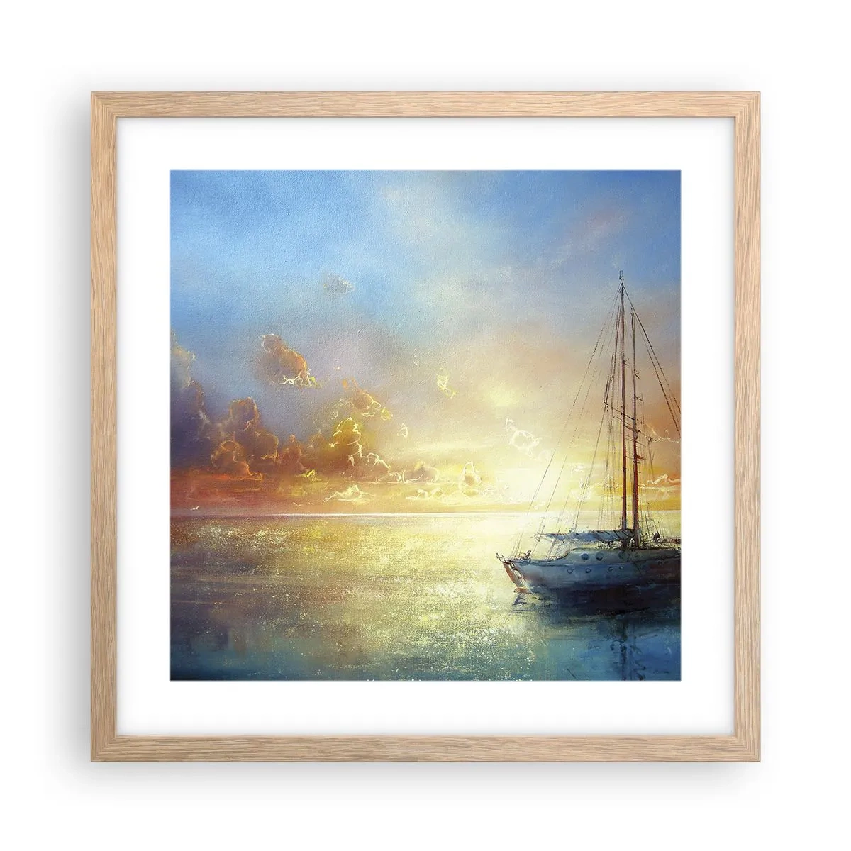 Affiche dans un chêne clair - Poster - Dans une baie dorée - 40x40 cm