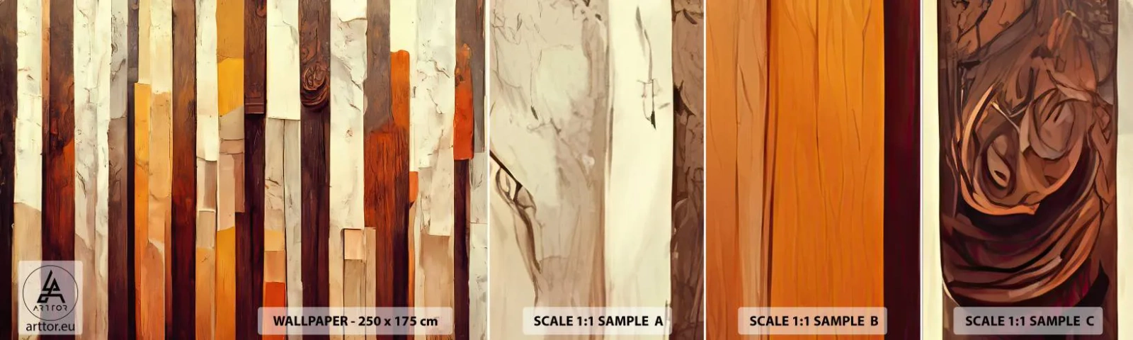 Échantillon De Papier Peint Standard Eco - Hymne des arbres forestiers - Morceau, Abstraction, Ceintures - 100x30 cm