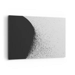 Impression sur toile - Image sur toile - Motif abstrait avec des particules noires sur un fond clair - 100x70cm - Mouvement des molécules - Décoration murale moderne pour le salon et la chambre ARTTOR