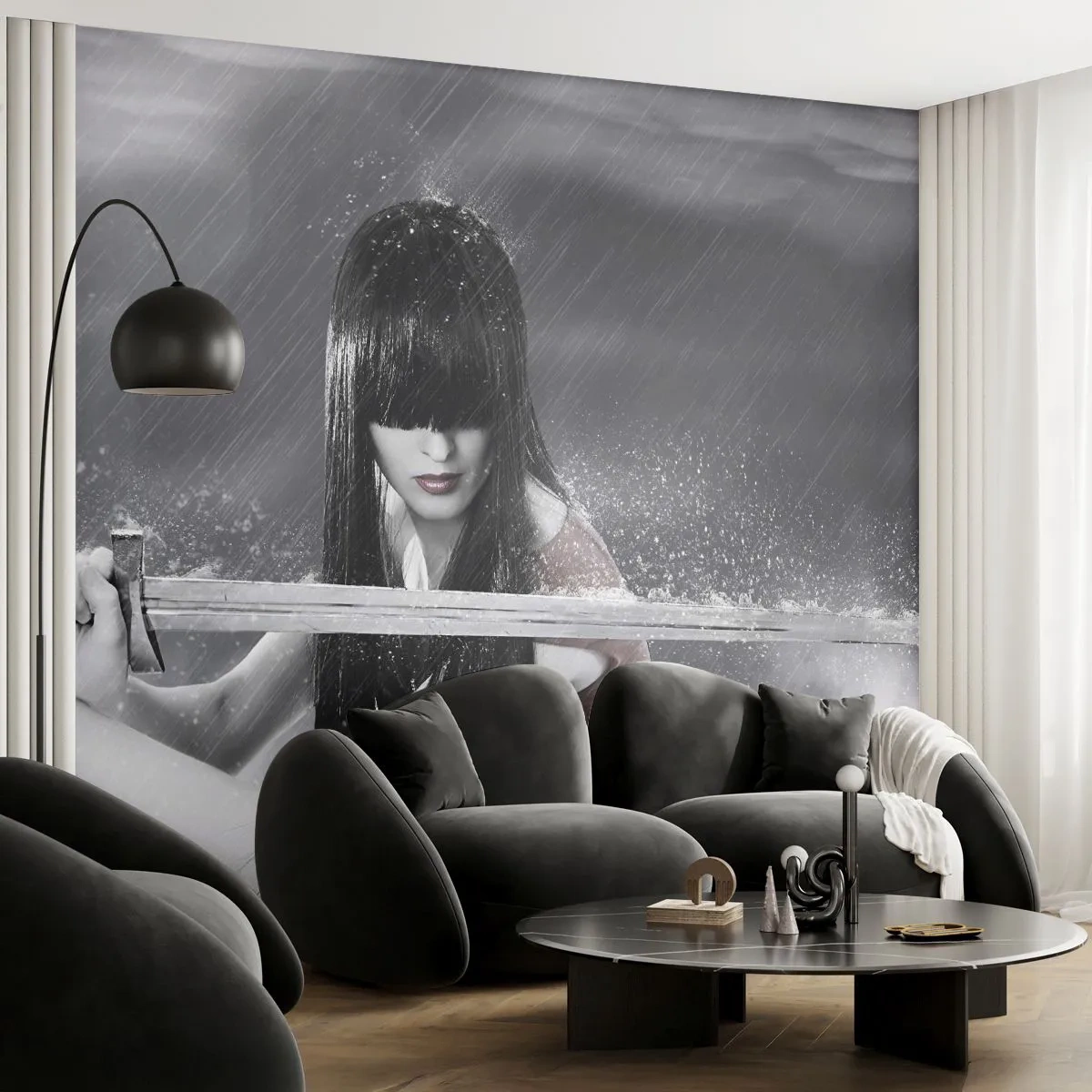 Papier Peint Photo Premium Canvas - Belle et dangereuse - Femme, Épée, Militaire - 250x175 cm